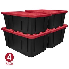 27 Gallon Heavy Duty Plastic Storage Bin with...
