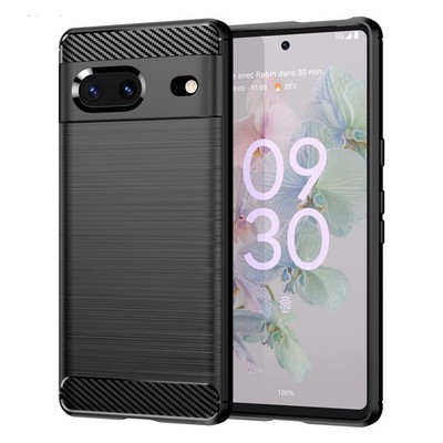 Aikcks for Google Pixel 7: Shockproof Case - Carbon Fiber TPU Black