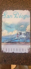 San Diego California Life Guard Beach Tower 8x12 Metal Tin Sign
