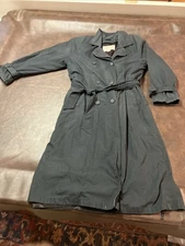 Towne London Fog Women 6 R Black Trench Coat Single Breasted Winter Lining Belt