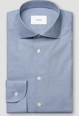 ETON SLIM FIT Light  Blue Micro Check SHIRT SZ 16 MSRP $285