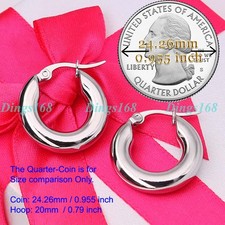 Designer Inspired Real 18K Gold Filled 20mm/0.8" Small Solid Hoop Earrings G141W