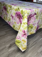 Floral Tablecloth 100 Cotton Cosmos Lily Pink White EnVogue Spring Flower