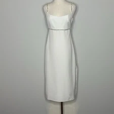 Sachin & Babi BHLDN White Embellished Midi Dress Size 2 | Crystal Straps & Waist