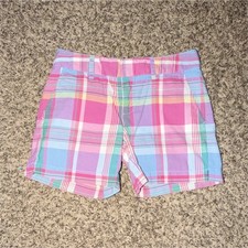 Ralph Lauren Boys Chino Plaid Cotton Shorts Size 8 Button Flat Front