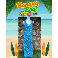 Banana Boat Sundress Size Medium NWT Blue Floral UPF 50+ Maxi Dress BB868