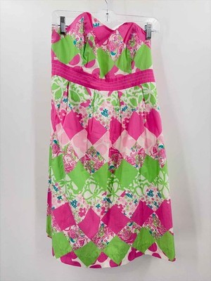 Pre-Owned Lilly Pulitzer Pink Size 10 Knee Length Strapless Dress