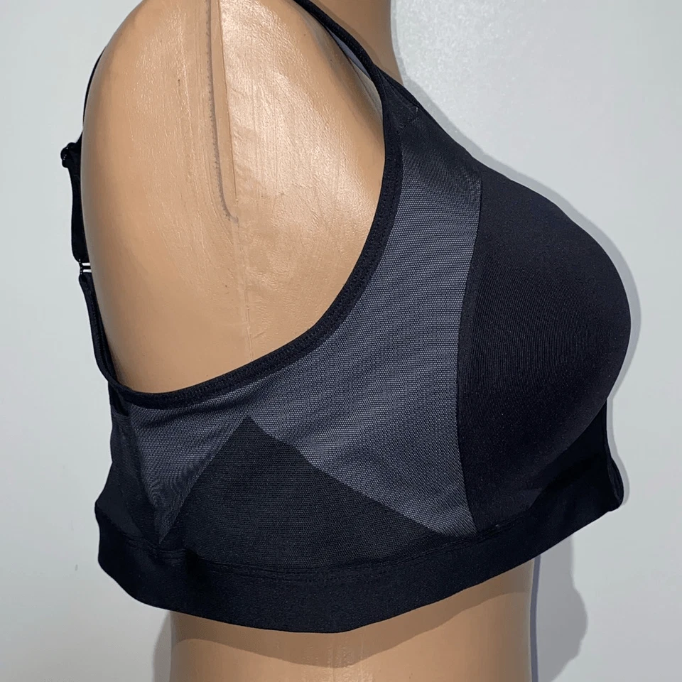 Champion Women's Black Gray Motion Control Front Zip Wirefree Sports Bra Small - Image 4 of 4