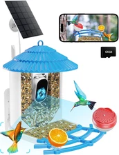 Bird Feeder with Camera Solar Powered, Wireless Outdoor, AI Bird Identifier,Smar
