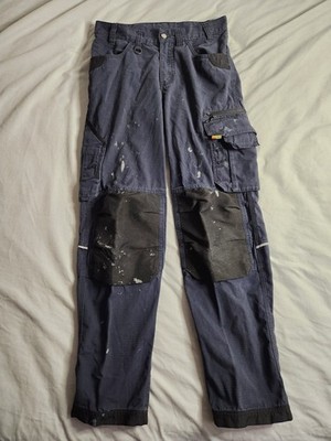 Blaklader Workwear Double Knee Canvas Pants Mens Size 30x34 Navy Blue Black EUC