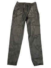 Zara Basic women's leggings faux leather sie M black W30-34 side zip in leg 26