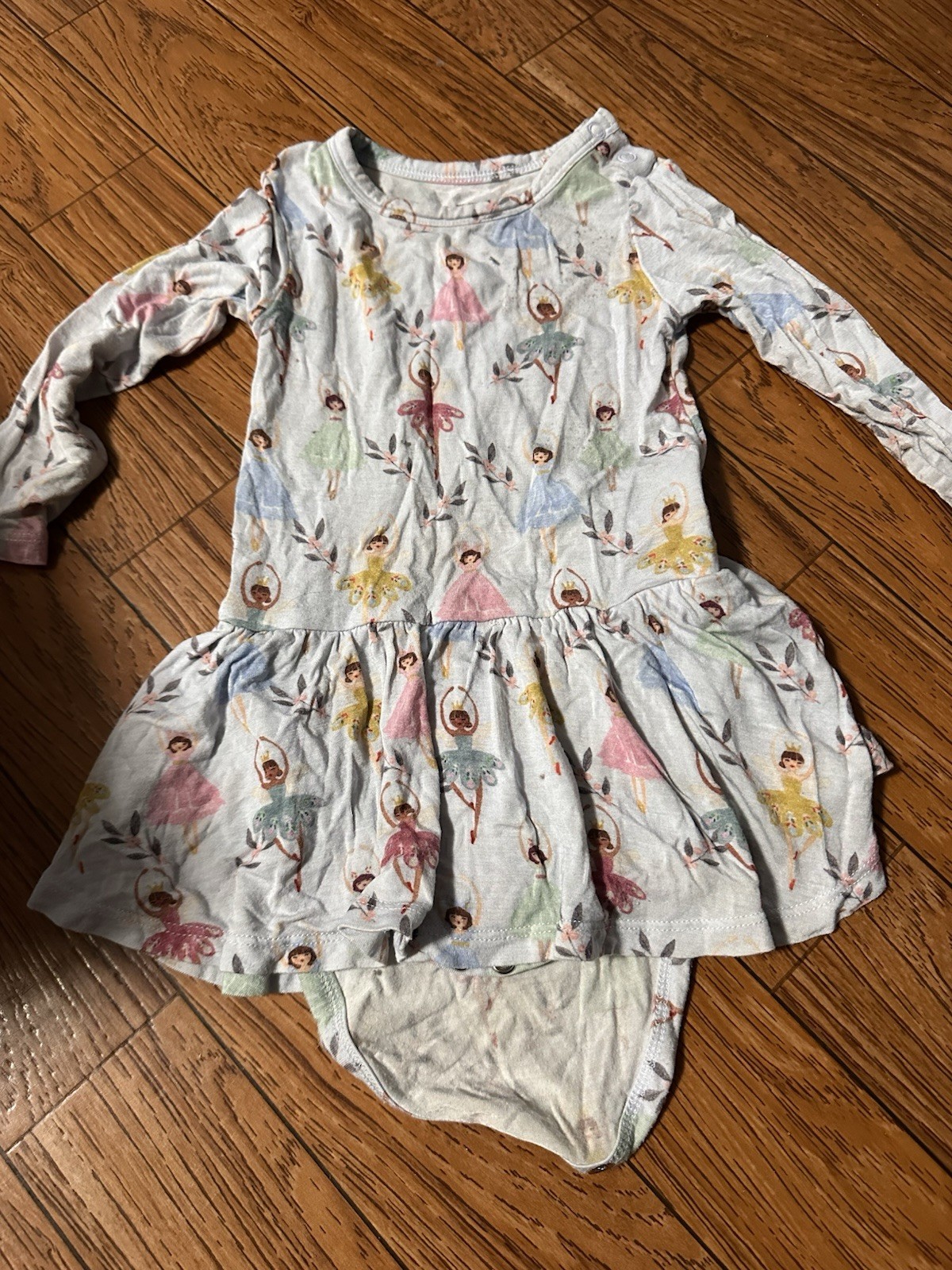 Posh Peanut Bodysuit Dress Baby 12-18m Long Sleeve Twirl Skirt Floral Bamboo