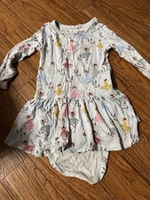 Posh Peanut Bodysuit Dress Baby 12-18m Long Sleeve Twirl Skirt Floral Bamboo