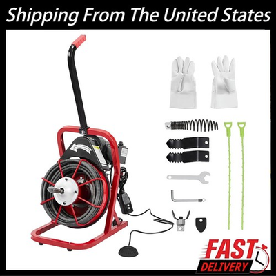 #ad 75 FT x 1 2 In Drain Cleaner Machine Electric Drain Auger Auto Feed Sewer Snake $199.99