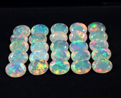 9x7 MM Oval Cut Natural Top Grade Flashy Rainbow Fire Faceted Ethiopian Opal - Picture 29 of 32