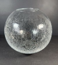 Vintage Blenko Large Crackle Clear Glass Rose Bowl 9"