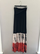 Lapis Anthropologie Women’s Black Tie Dye Maxi Dress Strapless Resortwear Small