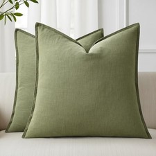 Spring Decorative Linen Euro Sham Throw 24" x 24" Pack of 2 Olive Green