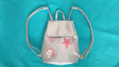 Rücksack Mädchen Silber mit Herz/Stern/Einhorn-Applikationen - Bild 1 von 2