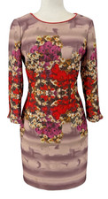 Belle Badgley Mischka-Multicolored Floral Sheath-Lined-3/4 Sleeve Dress-Sz 6