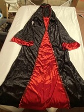 Renaissance Medieval Cape, Red  Black, Hooded, One Size Fits Most, Vampire Cape