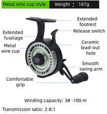 Lizard Plastic Wire Cup Ice Fishing Reel Left / Right Hand Front Fishing Wheel