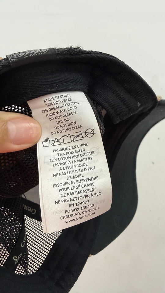 Gorra prAna Snap Back Negra Gris Camionero Malla Pájaro Gráfico Orgánico TEMPRANO Foto 4 de 4