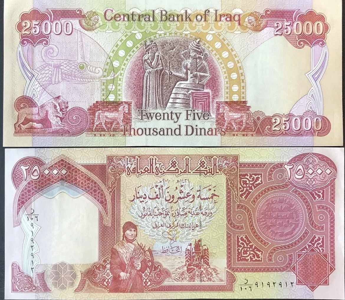 100,000 Iraqi Dinar UNCIRCULATED 4x 25,000 Verified Guarantee Iraq Dinars • COA