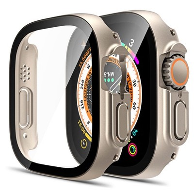 2 Pack Hard Case Designed for Apple Watch Ultra 49mm with 9H Tempered Glass S...
