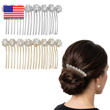 2 PCS Rhinestone Decorative Hair Combs for Women, Alloy Crystal Hair Combs
