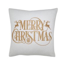 Saro Lifestyle 9280.I18SC Merry Christmas Throw Pillow Cover - Ivory