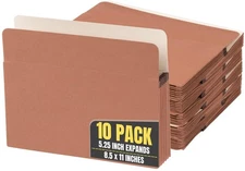 10 PCS Expanding File Pockets Accordion Organizer Letter Size 5.25 Inch Brown