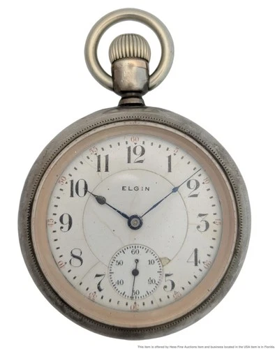 4ozt Sterling Silver Case 17j Elgin Wheeler Railroad Antique 18s Pocket Watch