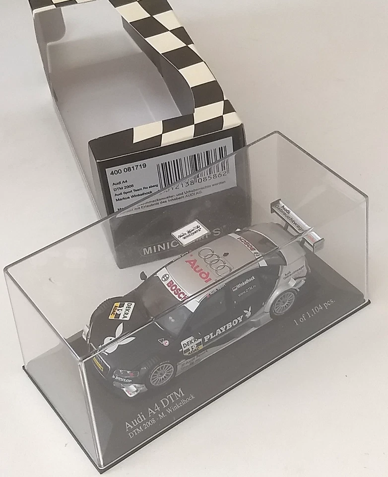 MINICHAMPS 1/43 400081719 AUDI A4 DTM 2008 #19 M. WINKELHOCK "PLAYBOY" 1104 pcs - Immagine 4 di 4