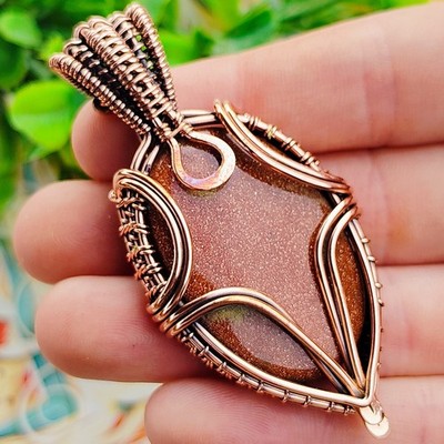 Sunstone Pendant Handmade Copper Wire Wrapped Pendant Gemstone Jewelry