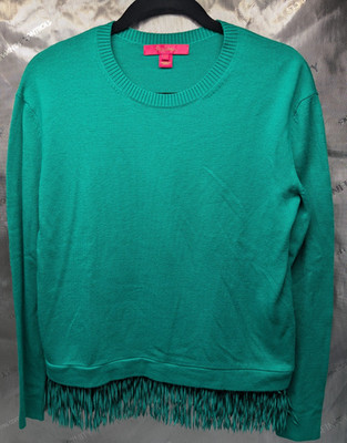 Lilly Pulitzer Marguerite Fringe Sweater Emerald Isle Green XSmall EUC