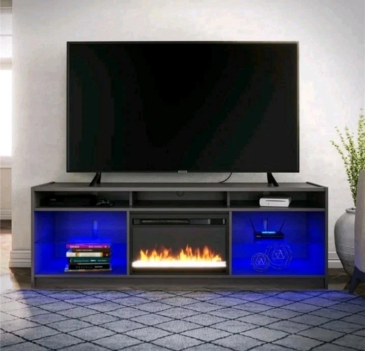 Ameriwood Home Luna Chimenea Soporte de TV para TV de hasta 75" Roble Nightfall Foto 2 de 4