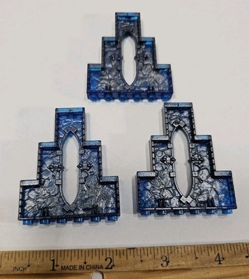 (3) Mega Bloks Dragons Trans Transparent BLUE Wall Window Piece Part Fire & Ice