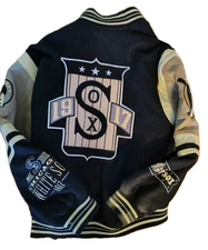 Vintage JH Design Chicago White Sox Leather Wool Varsity Reversible Jacket XL