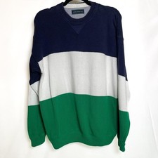 Vintage John Ashford Knit Sweater Preppy Grandpa Golf Men L 100 Cotton Heritage