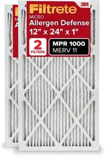 Filtrete 12x24x1 AC Furnace Air Filter, MERV 11, MPR 1000, 2 Pack (177)