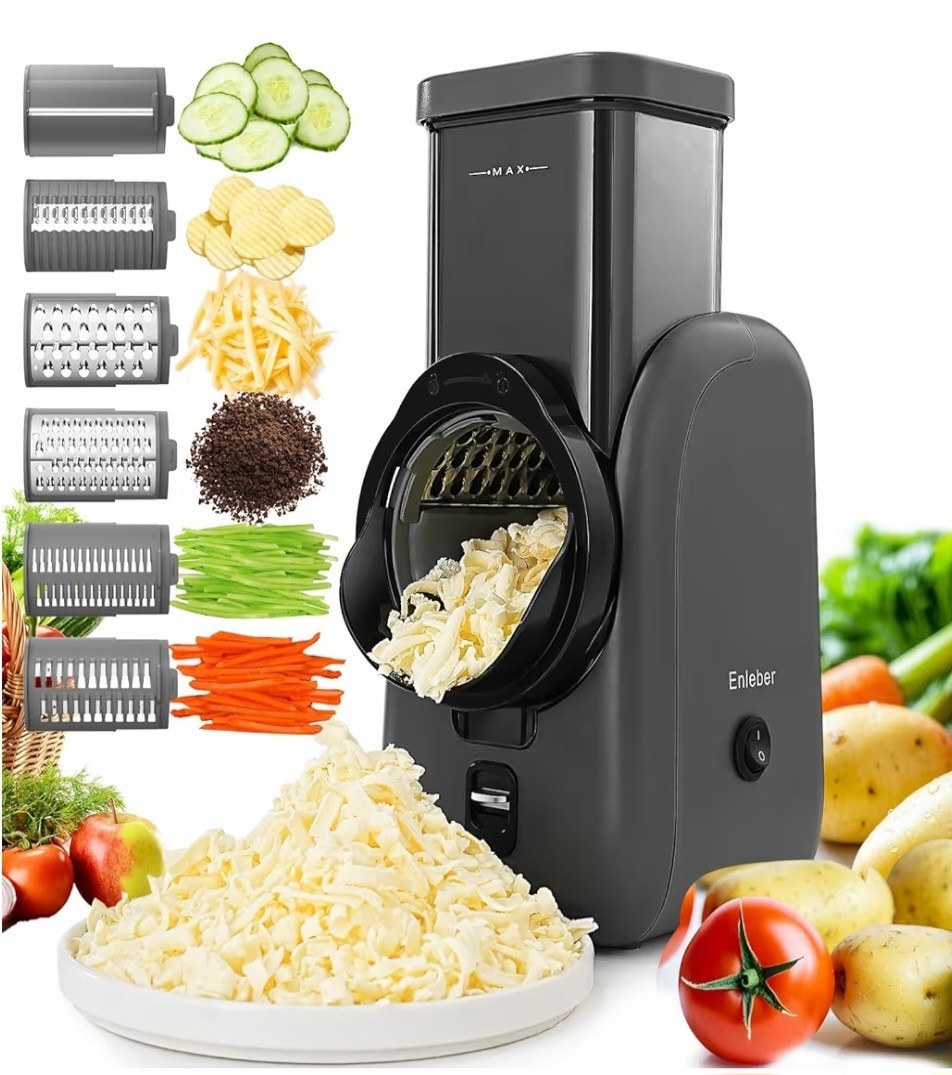 Enleber Electric Cheese Grater Electric Salad Maker Multi Grater Fruit Cutter