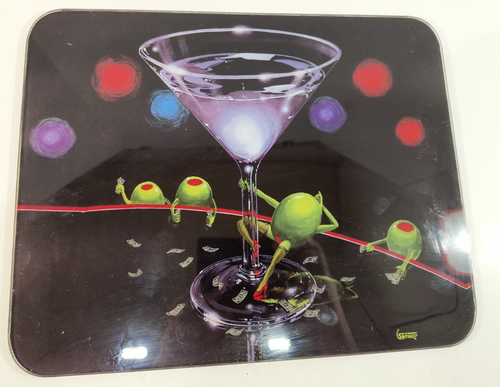 Michael Godard Dirty Martini Glass Cutting board 15" x 12" good condition