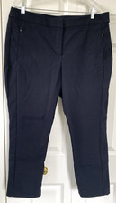 LOFT Curvy Crop Pants Sz 14 Black Flat Front