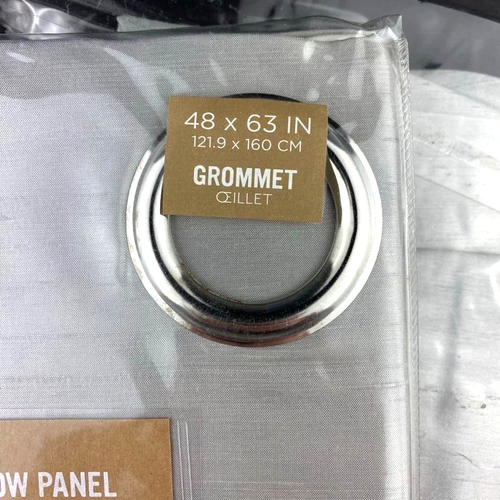 West Elm Window Curtain Pair Soho Silk Drape Panel 48 X 63 Silver Grommet NEW - Picture 4 of 5