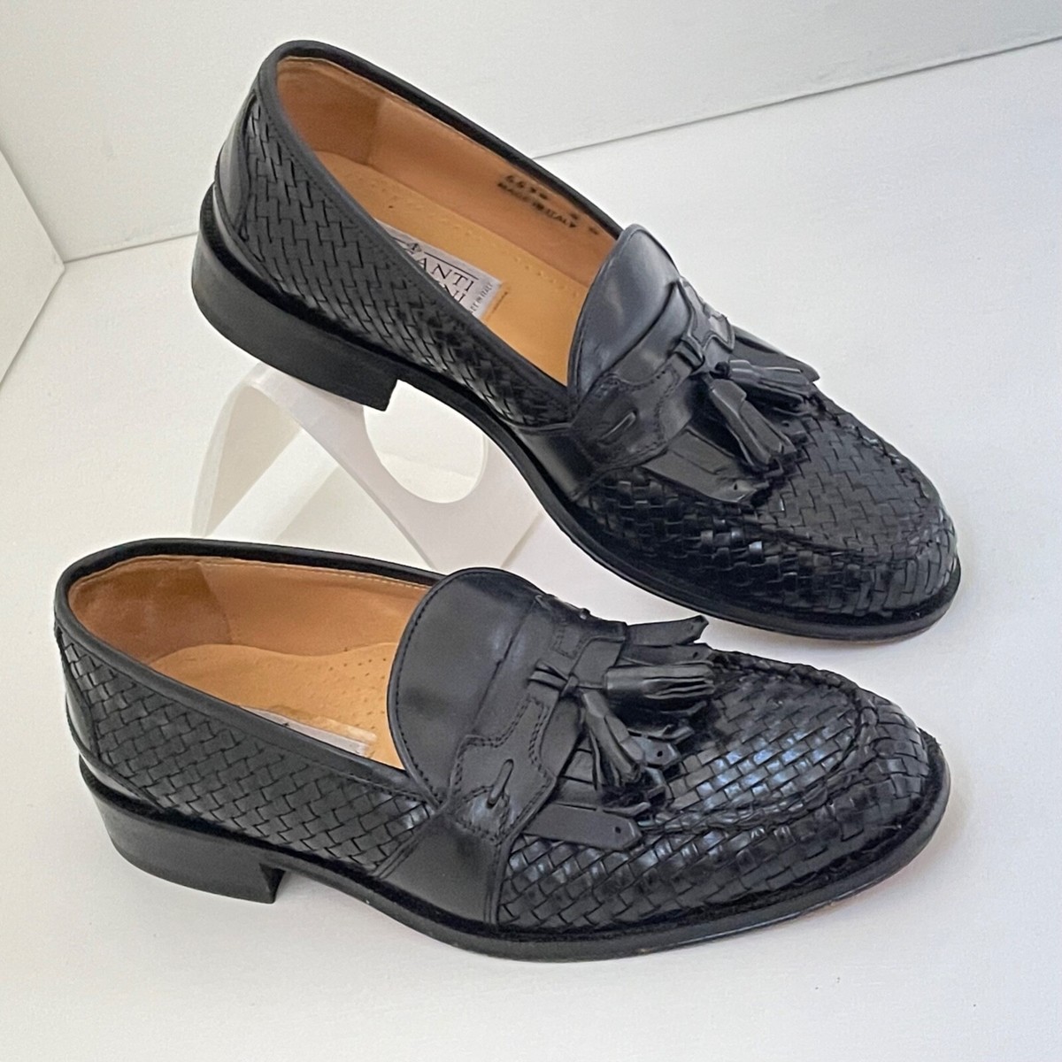 Mercanti Fiorentini Woven Penny Loafer 9 Mens Navy  Driving Business Casual MERCANTI FLORENTINI Penny Loafer Driver Heel Navy Blue Taupe  main image 3