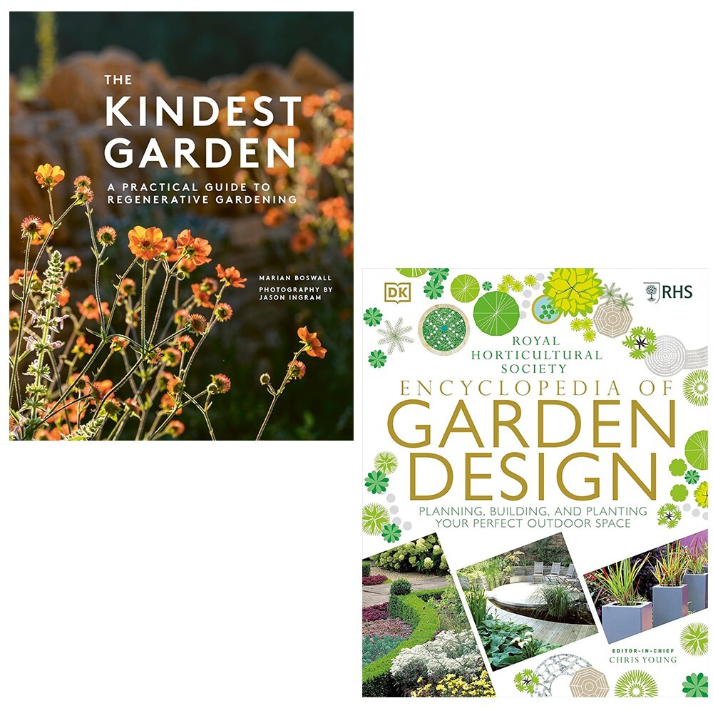 Kindest Garden, RHS Encyclopedia of Garden Design Chris Young 2 Books Set