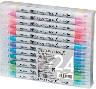 Kuretake ZIG CLEAN COLOR f, 0.5 mm & 1.2 mm, AP-Certified, Odourless, Xylen