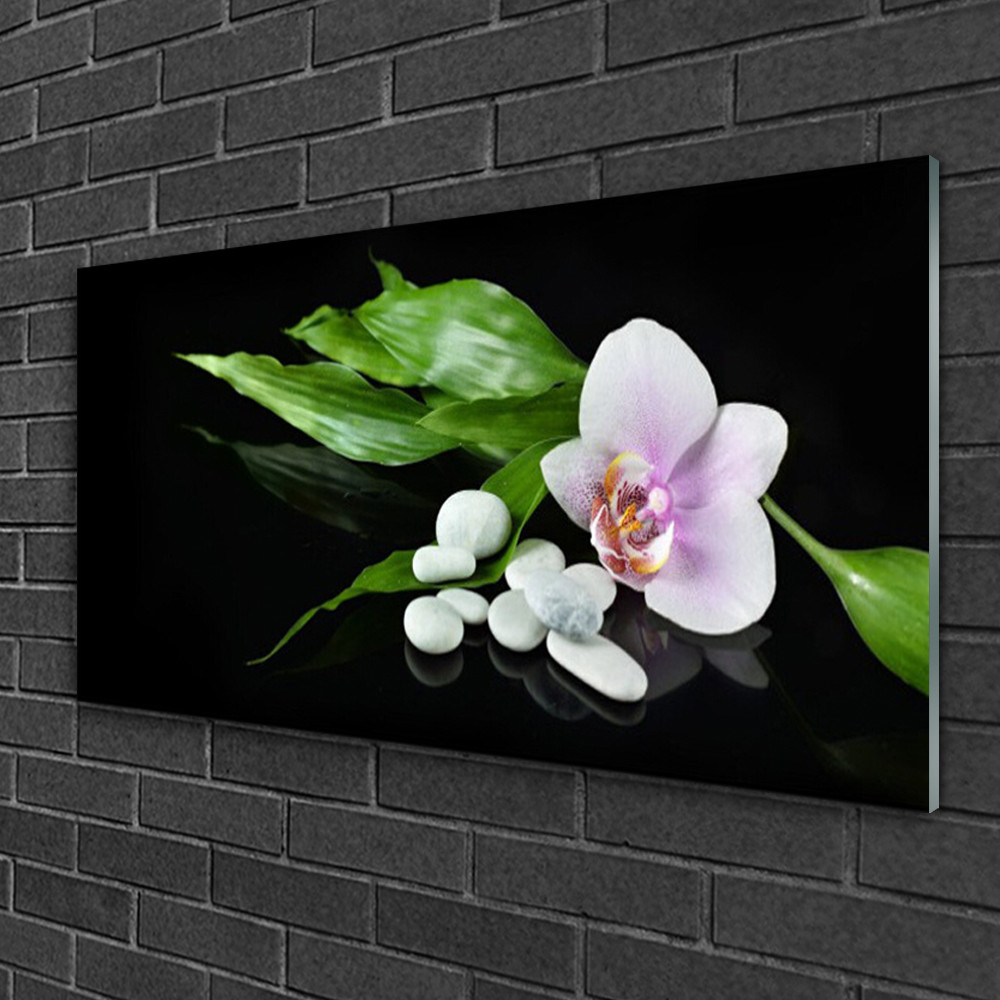 Tableau floral sur verre acrylique pour créer une ambiance zen dans votre salon moderne