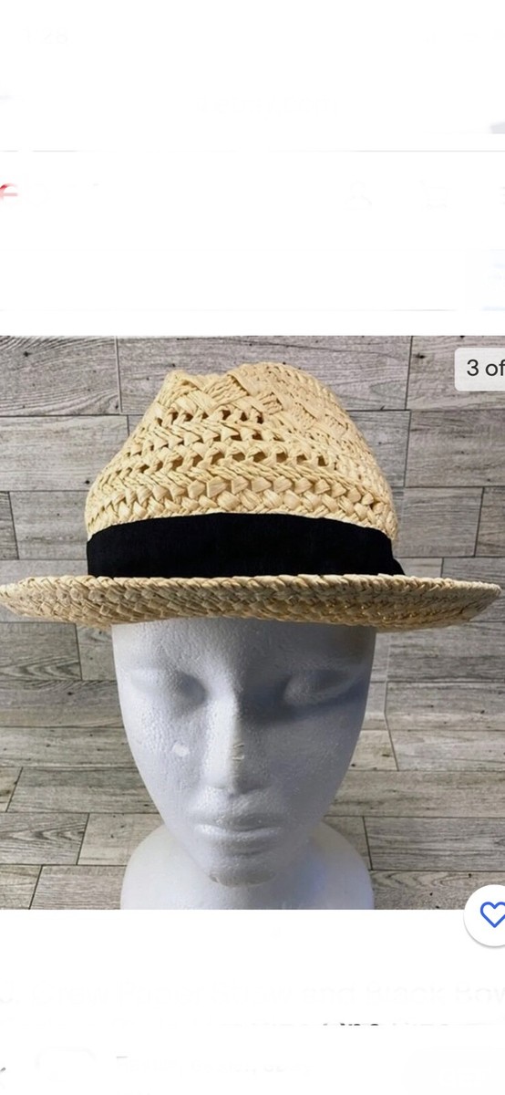 NWT J CREW LIGHTWEIGHT FEDORA STRAW HAT WITH BLACK BAND | eBay display picture 1